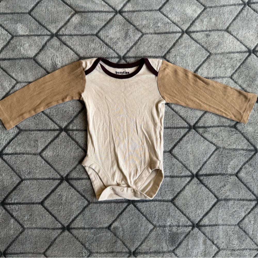 Neutral Two-tone Long Sleeve Baby Onesie